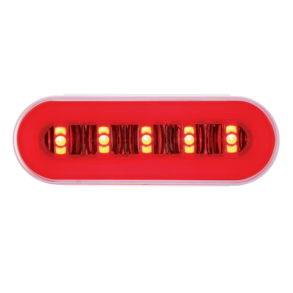 22 LED 6" Oval GloLight With Divider Bar Inner Design (Stop, Turn & Tail) - Red LED/Red Insert (Card)