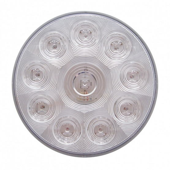 10 LED 4" Round Light (Stop, Turn & Tail) - Red LED/Clear Lens