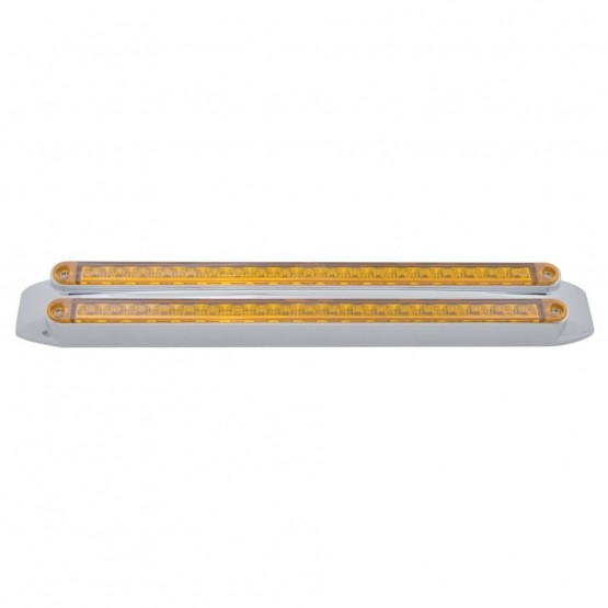 Dual 19 LED 12" Reflector Turn Signal Light Bars - Amber LED/Amber Lens