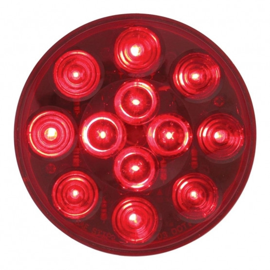 12 LED 4" Round Light (Stop, Turn & Tail) - Red LED/Red Lens