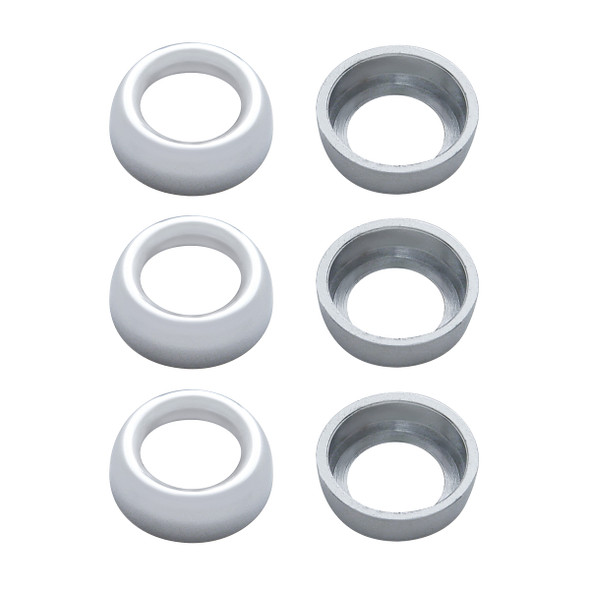 40892-UP CHROME PLASTIC TOGGLE SWITCH NUT COVER FOR PETERBILT (CARD OF 6)