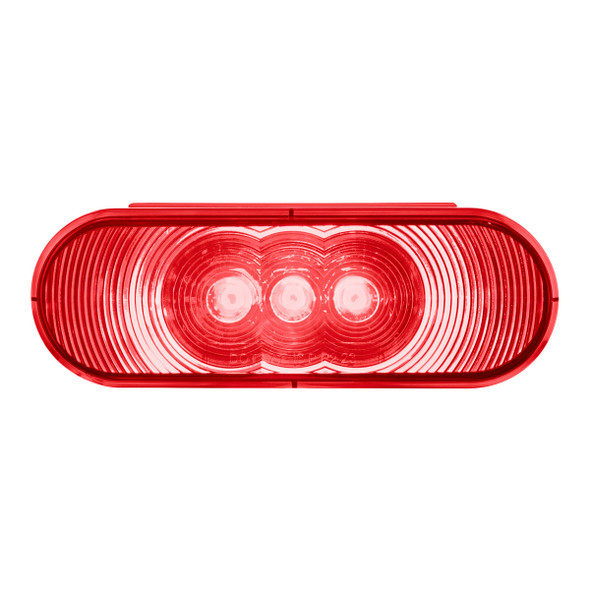 3 LED 6" Oval Light (Stop, Turn, & Tail)- Red LED/Red Lens