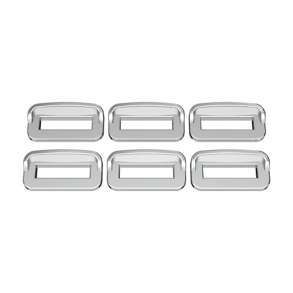 40960-UP CHROME PLASTIC TOGGLE SWITCH LABEL COVER WITH VISOR FOR 2002+ PETERBILT (CARD OF 6)