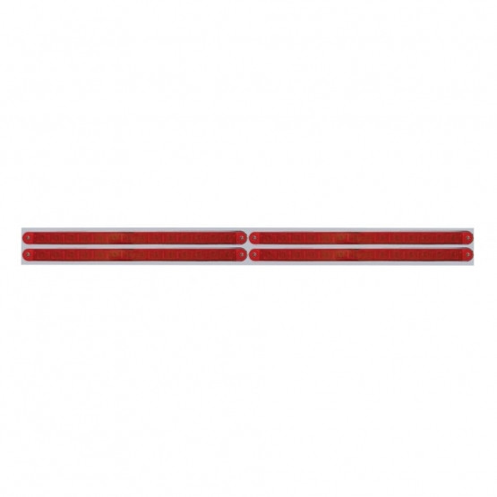 Chrome Top Mud Flap Plate With Four 14 LED 12" Light Bars - Red LED/Red Lens (Each)