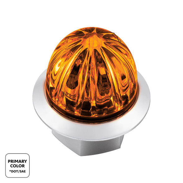 4 LED 1-1/8" Watermelon Double Fury Light With Clear Lens (Clearance/Marker) - Amber & Red LED