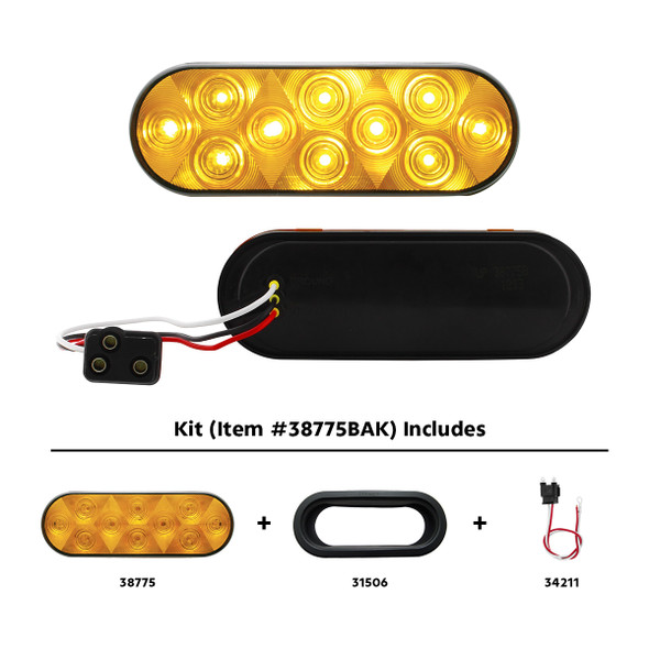 10 LED 6" Oval Turn Signal Light Kit - Amber LED/Amber Lens