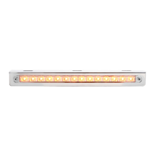 Stainless Light Bracket With 14 LED 12" Sequential Light Bar (Left to Right) - Amber LED/Clear Lens