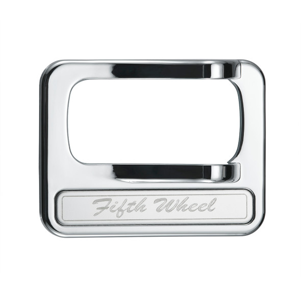 40976-UP CHROME PLASTIC ROCKER SWITCH COVER WITH STAINLESS PLAQUE FOR PETERBILT - FIFTH WHEEL