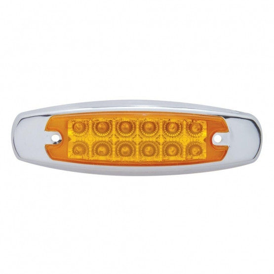 12 LED Reflector Rectangular Light With Bezel (Clearance/Marker) - Amber LED/Amber Lens (Bulk)