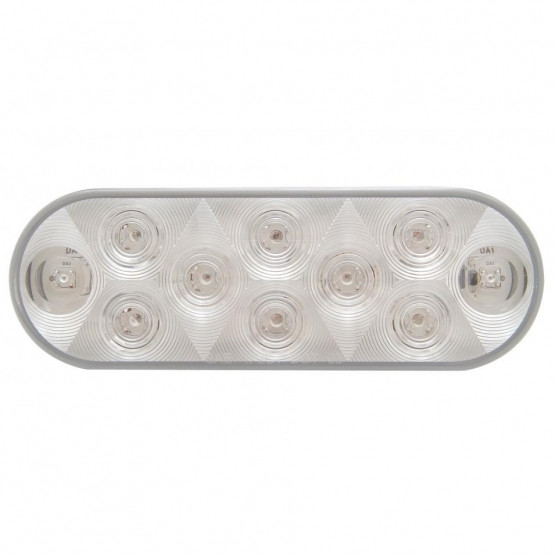 10 LED 6" Oval Light (Stop, Turn & Tail) - Red LED/Clear Lens