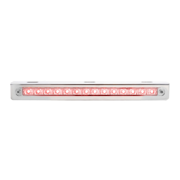 Stainless Light Bracket With 14 LED 12" Sequential Light Bar (Left to Right) - Red LED/Clear Lens