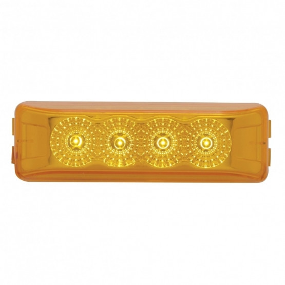 4 LED Reflector Rectangular Light (Clearance/Marker) - Amber LED/Amber Lens