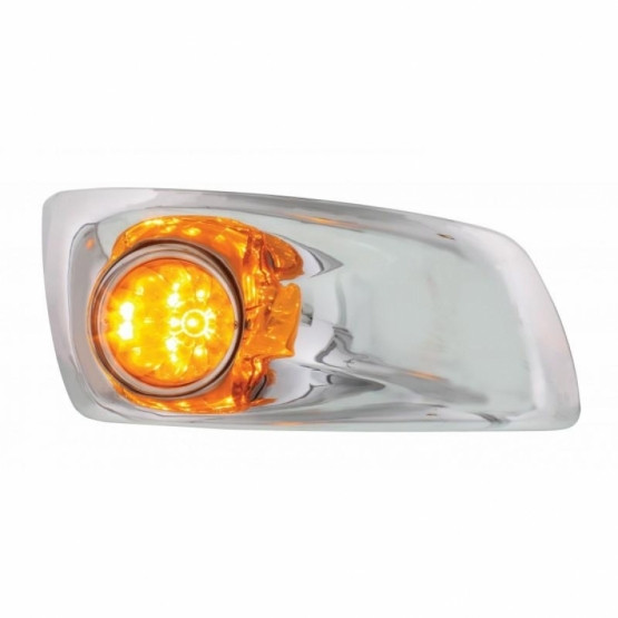 Fog Light Cover With 17 Amber LED Hi/Lo Watermelon Light For 2007-17 KW T660- Passenger -Amber Lens