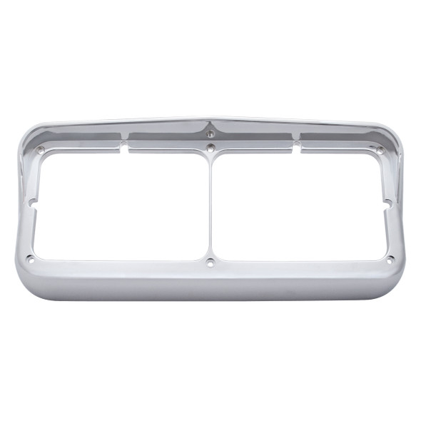 Chrome Plastic Rectangular Dual 4" X 6" Headlight Bezel With Visor