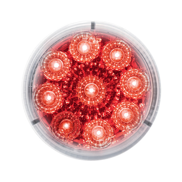 9 LED 2" Round Reflector Light (Clearance/Marker) - Red LED/Clear Lens