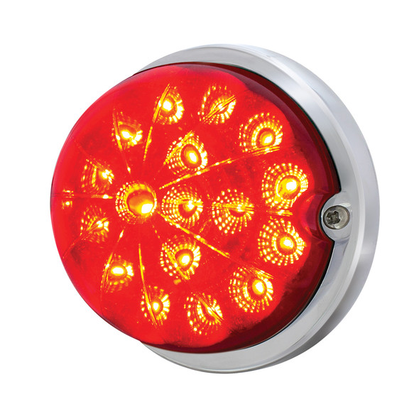 17 LED Dual Function Watermelon Clear Reflector Flush Mount Kit With Low Profile Bezel -Red LED & Lens