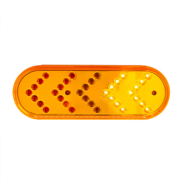 35 LED 6" Reflector Oval Sequential Turn Signal Light - Amber LED/Amber Lens