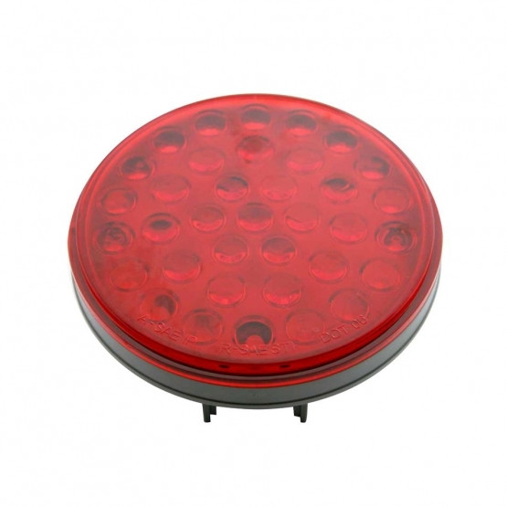 Chrome 1 Piece Rear Light Bar With Six 36 LED 4" Lights & Bezels - Red LED/Red Lens