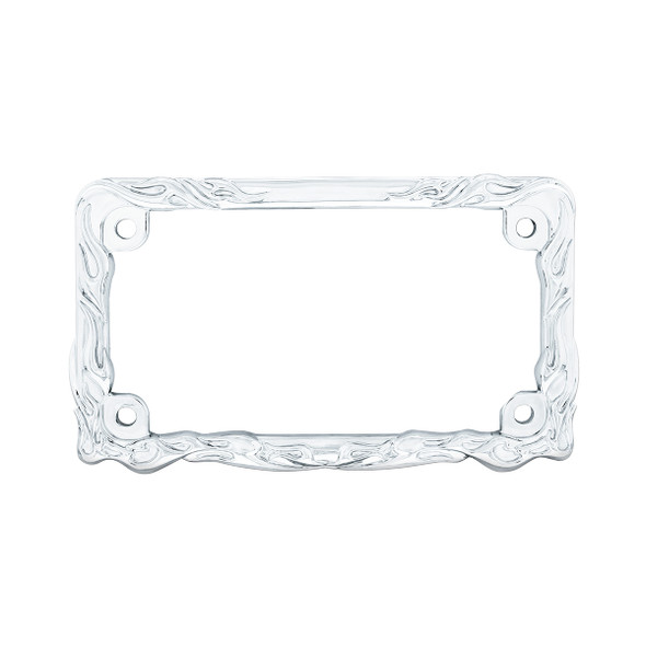 Motorcycle License Plate Frame - Chrome Flame & Frame