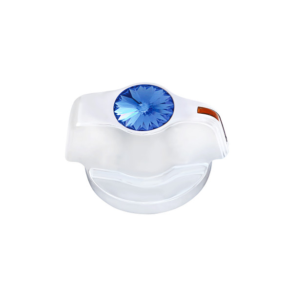 Chrome Plastic A/C Control Knob With Crystal - Blue Crystal