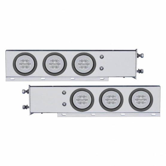 3-3/4" Bolt Pattern SS Spring Loaded Bar With 6X 21 LED 4" GloLight -Red LED/Clear Lens (Pair)