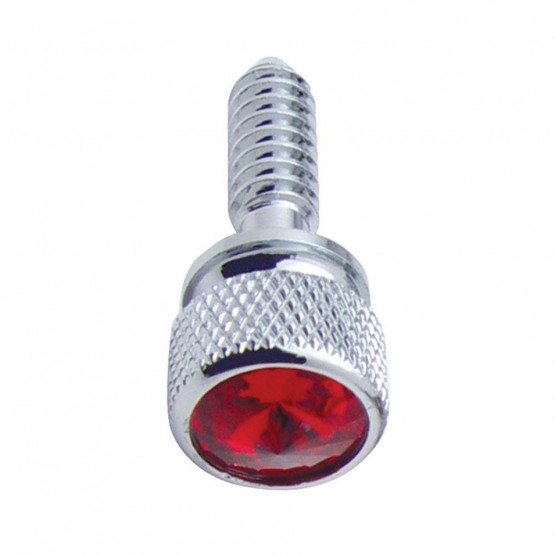 23806B-UP 1/4"-20 KNURLED HEAD DASH SCREW FOR PETERBILT - RED CRYSTAL (BULK)