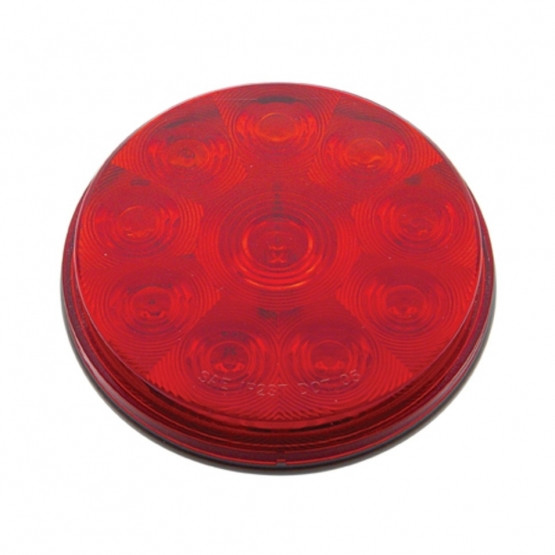 10 LED 4" Round Light (Stop, Turn & Tail) - Red LED/Red Lens (Bulk)