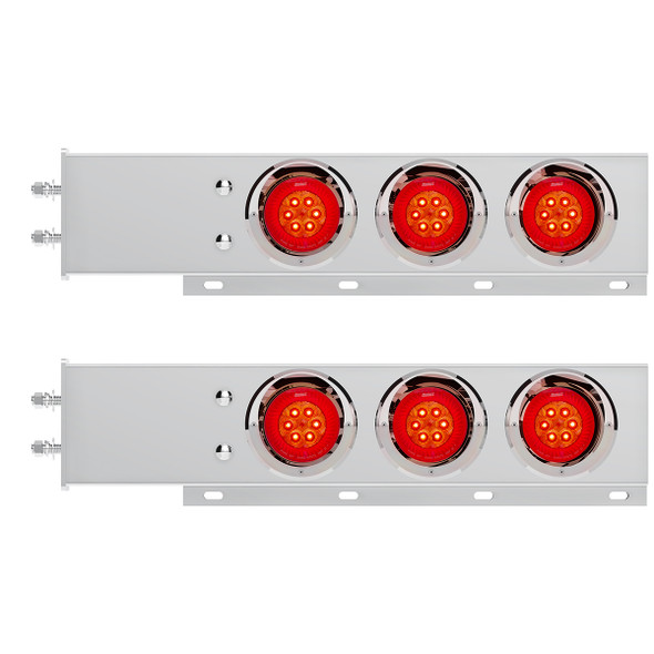 2.5" Bolt Pattern SS Spring Loaded Bar With 6X 4" 16 LED Turbine Lights & Visors - Red LED/Red Lens (Pair)