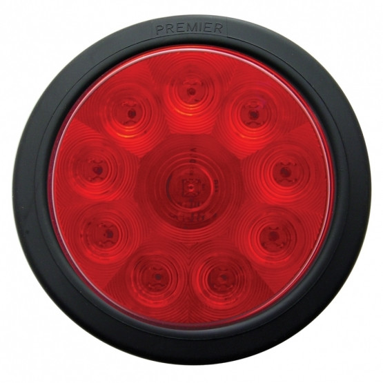 10 LED 4" Round Light Kit (Stop, Turn & Tail) - Red LED/Red Lens