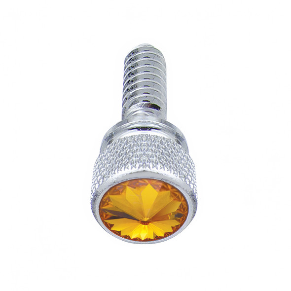 23808-UP 1/4"-20 KNURLED HEAD DASH SCREW FOR PETERBILT - AMBER CRYSTAL (14-PACK)