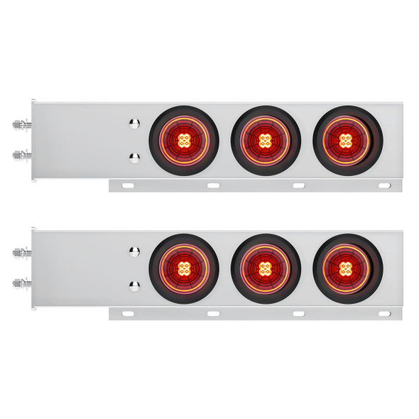 2.5" Bolt Pattern SS Spring Loaded Bar With 6X 4" 13 LED Abyss Lights - Red LED/Red Lens (Pair)