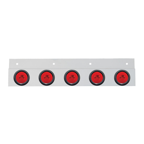 Stainless Top Mud Flap Bracket With 5X 6 LED 2" GloLight & Grommets - Red LED/Red Lens (Each)
