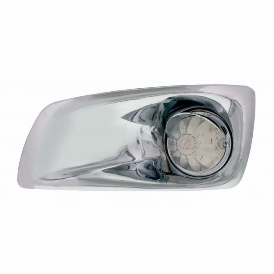 Fog Light Cover With Amber LED Hi/Lo Watermelon Light & Visor For 2007-17 KW T660- Driver -Clear Lens