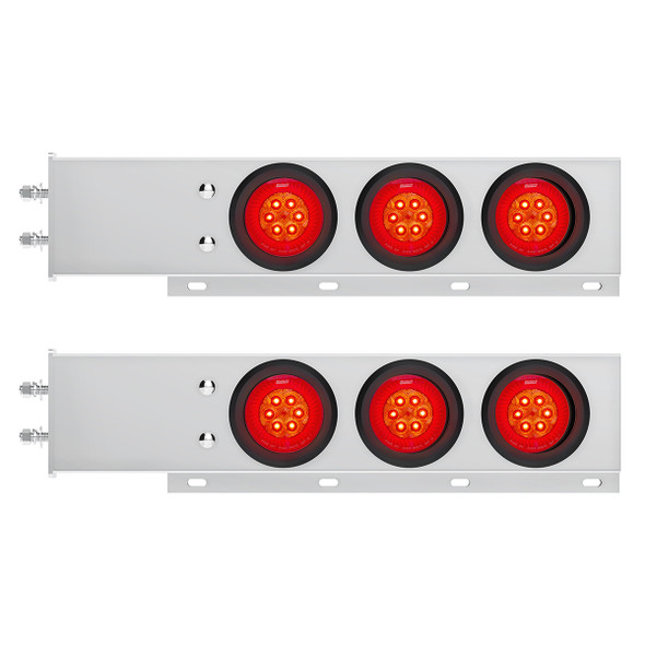 2.5" Bolt Pattern SS Spring Loaded Bar With 6X 4" 16 LED Turbine Lights - Red LED/Red Lens (Pair)