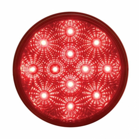 2.5" Bolt Pattern Chrome Spring Loaded Bar W/6X 12 LED 4" Reflector Lights -Red LED & Lens (Pair)