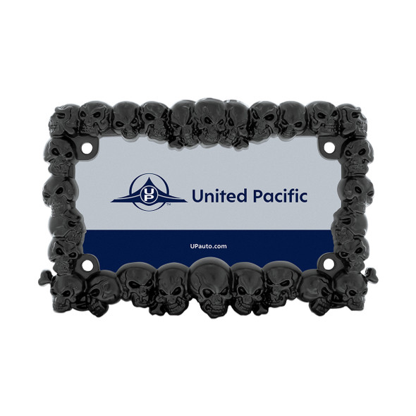 Skull Motorcycle License Plate Frame - Black