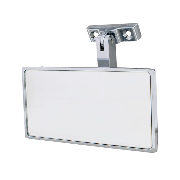 Rectangular Chrome Plated Aluminum Interior Rear View Mirror With Screw-On Mount