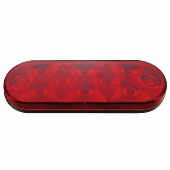 2.5" Bolt Pattern SS Spring Loaded Bar With 6 Oval 10 LED Lights & Visors -Red LED & Lens (Pair)