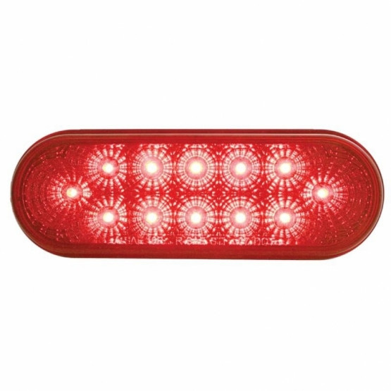 3-3/4" Bolt Pattern SS Spring Loaded Bar With 6 Oval 12 LED Lights & Bezel -Red LED & Lens (Pair)