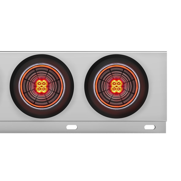 3-3/4" Bolt Pattern Chrome Spring Loaded Bar With 6X 4" 13 Red LED Abyss Lights - Clear Lens (Pair)