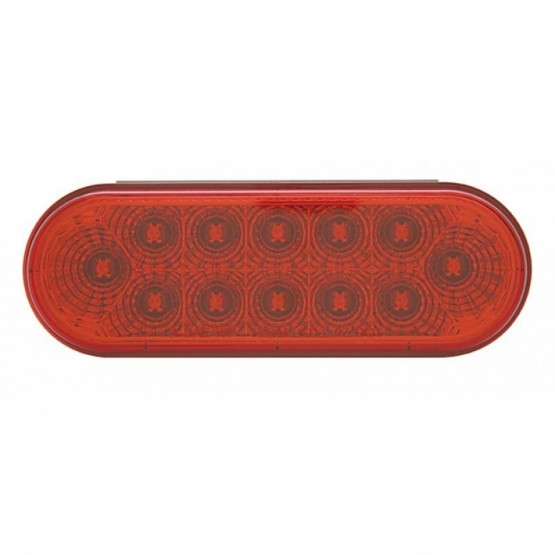 2.5" Bolt Pattern SS Spring Loaded Bar With 6 Oval 12 LED Lights & Visors -Red LED & Lens (Pair)