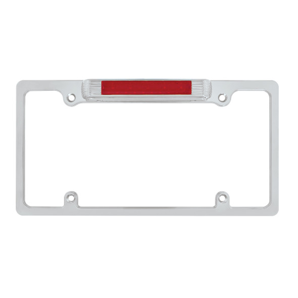 Chrome License Plate Frame With Third Brake Light -Red LED & Lens