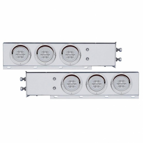 2.5" Bolt Pattern SS Spring Loaded Bar With 6X 21 LED 4" GloLight & Visors -Red LED/Clear Lens (Pair)