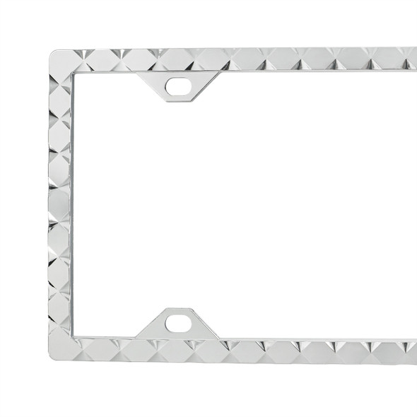 Diamond Pattern License Plate Frame - Chrome