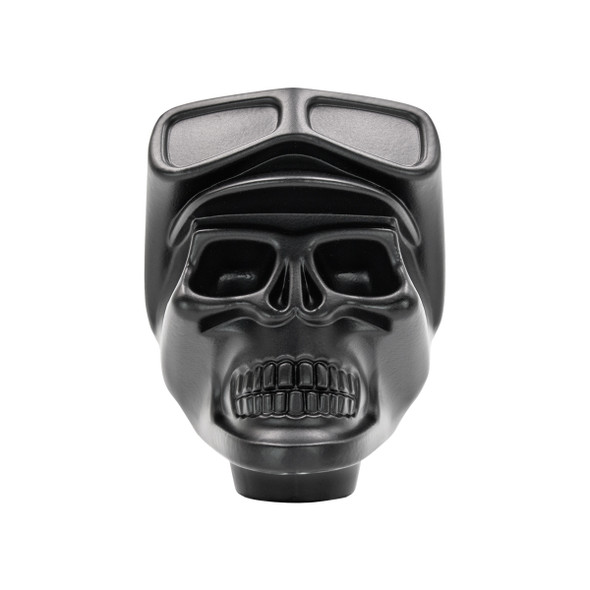Aluminum Skull Biker 1/2"-13 Thread-On Gearshift Knob - Black (Bulk)