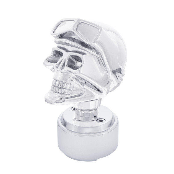 Skull Biker Thread-On Shift Knob & Adapter For Eaton Fuller Style 9/10 Shifter - Chrome