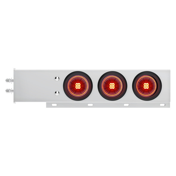 2" Bolt Pattern SS Spring Loaded Bar With 6X 4" 13 LED Abyss Lights - Red LED/Red Lens (Pair)