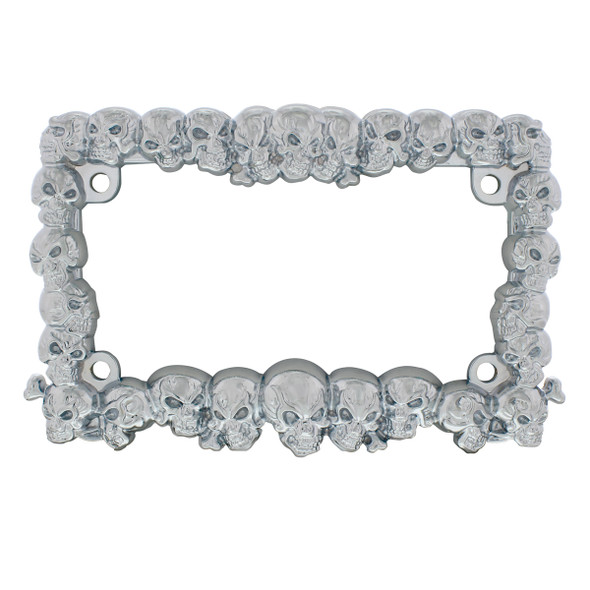 Skull Motorcycle License Plate Frame - Chrome