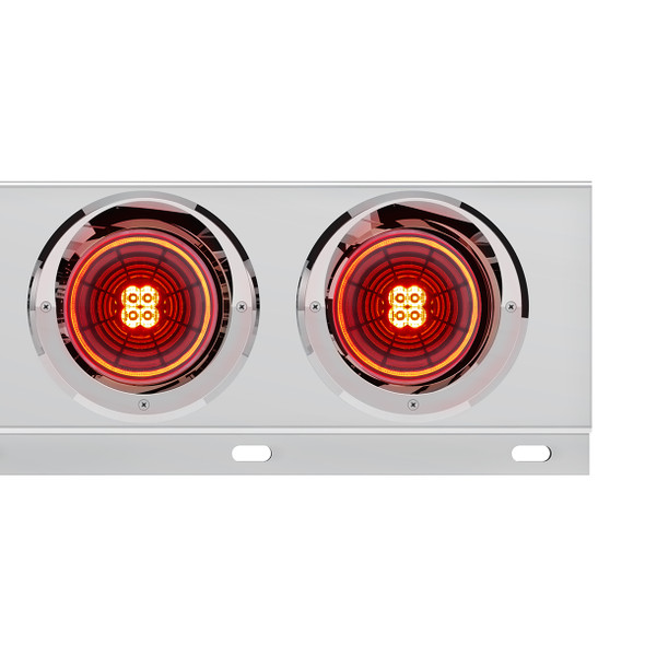 3-3/4" Bolt Pattern SS Spring Loaded Bar With 6X 4" 13 LED Abyss Lights & Visors - Red LED/Red Lens (Pair)