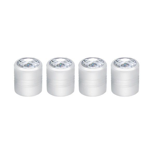 Chrome Round Valve Caps With Clear Crystal (4-Pack)